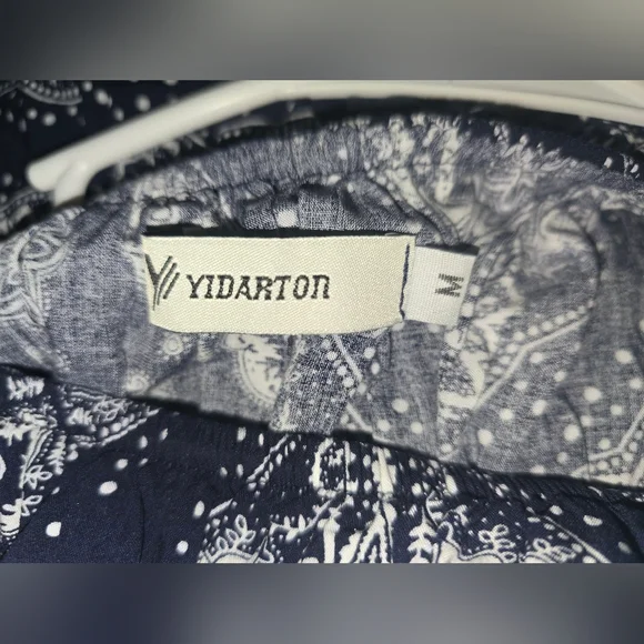 Yidarton Blue And White Patterned Strapless Maxi Dress Size M - Picture 2 of 8